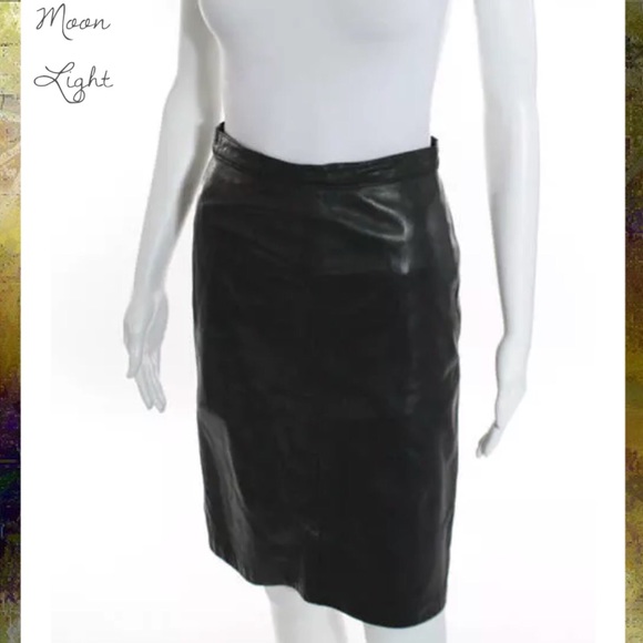 MOON LIGHT Stunning Green Leather Pencil Skirt - Picture 2 of 5